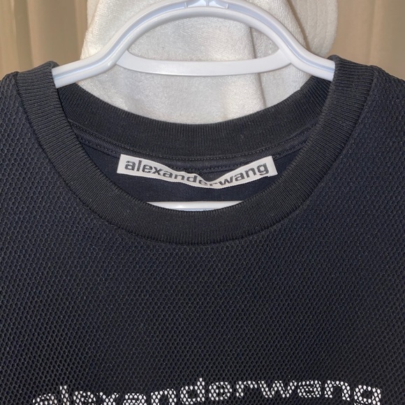AUTHENTIC Alexander Wang Stacked Logo Mesh Tee - Picture 6 of 16